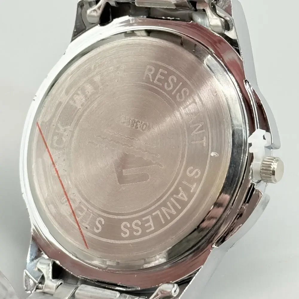 Trophas Men's Silver Tone Quartz Watch Black Dial Roman Numeral Date Window